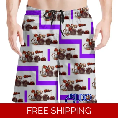 Le Studio Drum Kit Custom 3D Men's Beach Shorts